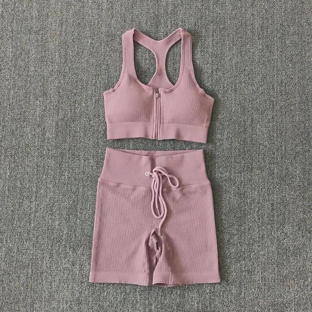 Seamless Women Yoga Set Workout Sportswear Gym Clothing Zipper Long Sleeve High Waist Leggings Fitness Bra Athletic Sports Suits by Vimost Shop