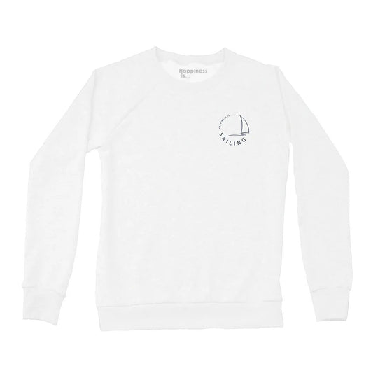 Women's Sailing Crew Sweatshirt Left Chest, White by Sailing Collection
