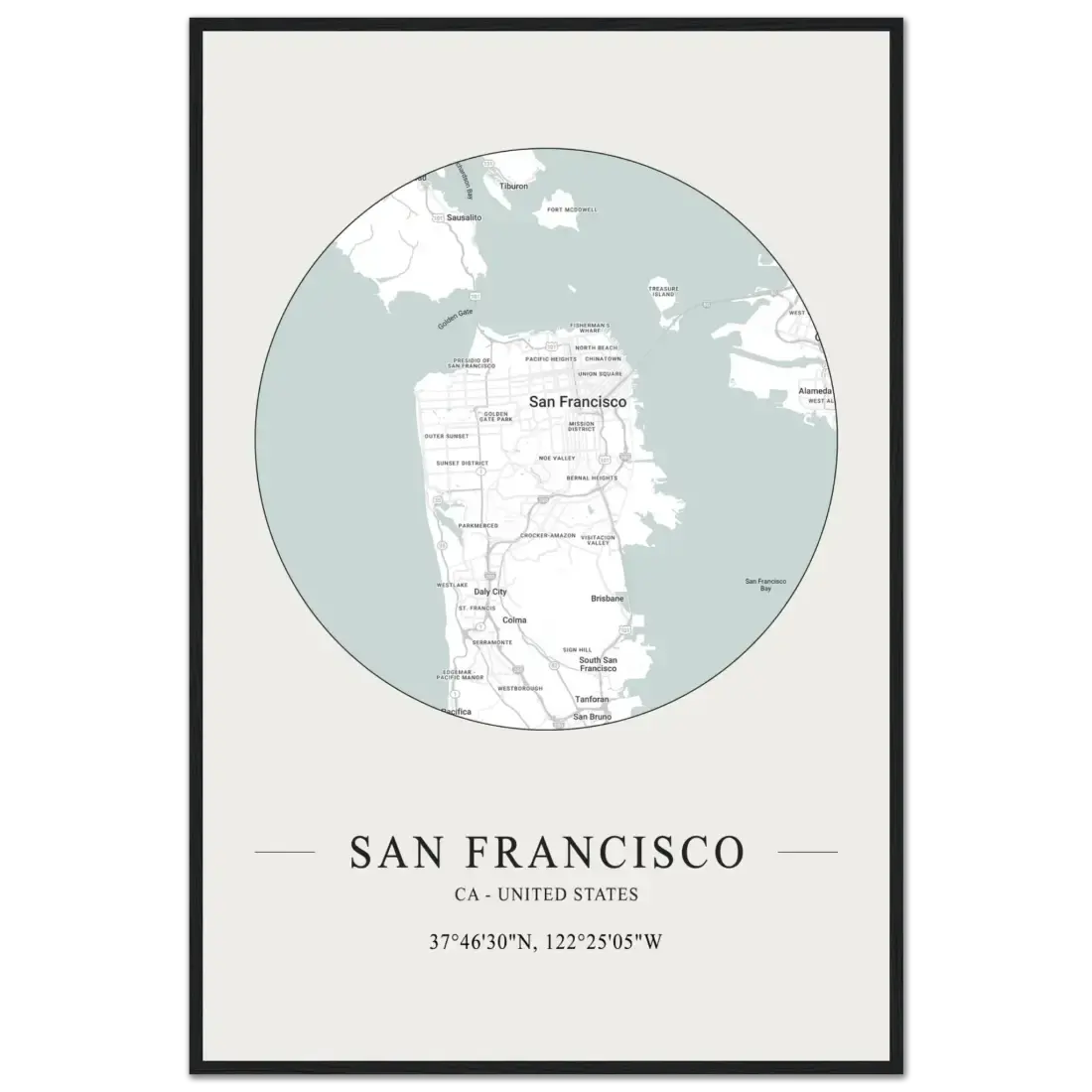 San Francisco, United States minimalist map poster by Art-O-Rama Shop