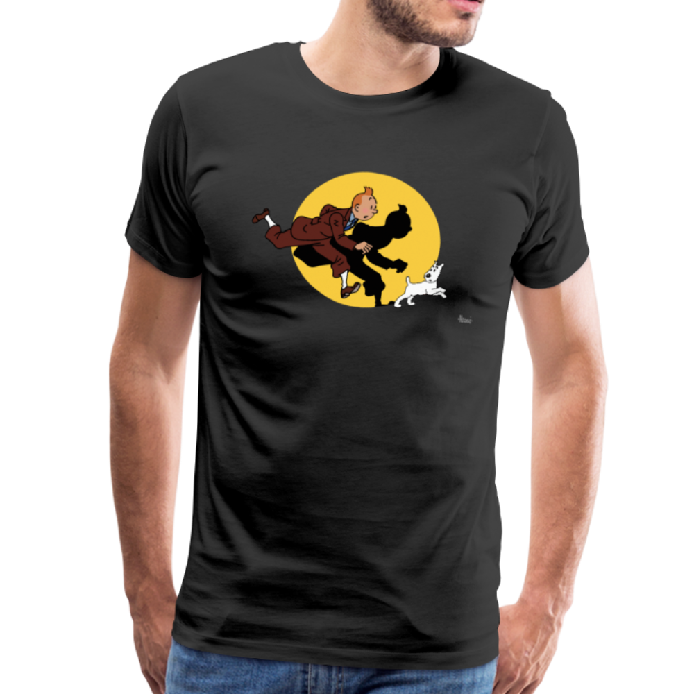 Tintin and Snowy (Milou) Getting Hit by a Spotlight t-shirt by Art-O-Rama Shop