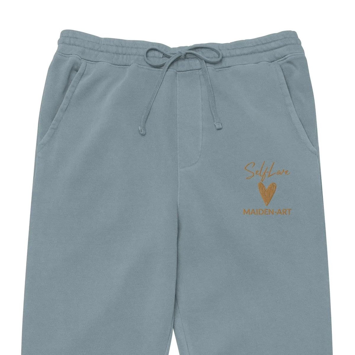 Self Love Unisex pigment-dyed sweatpants with Old Gold Embroidery - unisex sweatpants by Maiden-Art