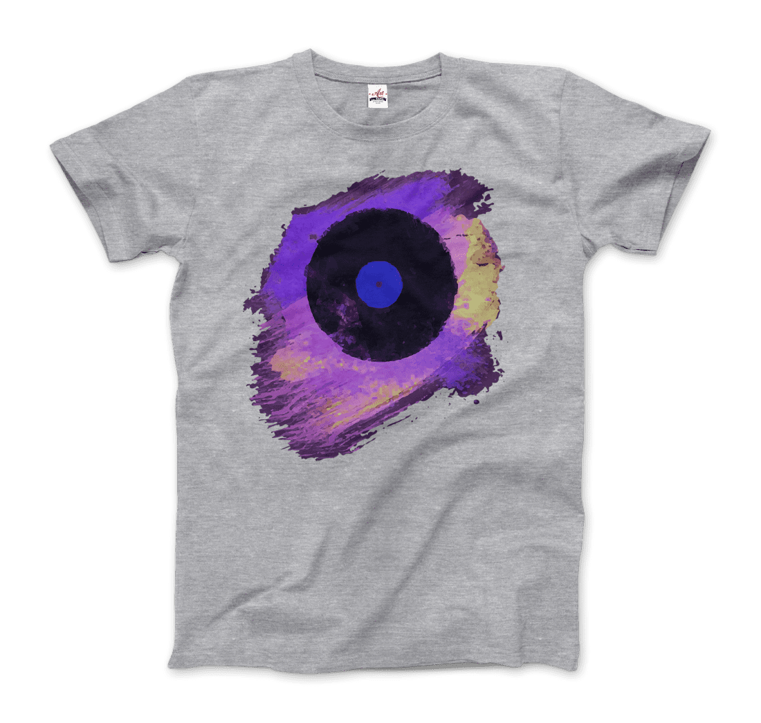 Vinyl Record Made of Paint Scattered in Purple Tones t-shirt by Art-O-Rama Shop