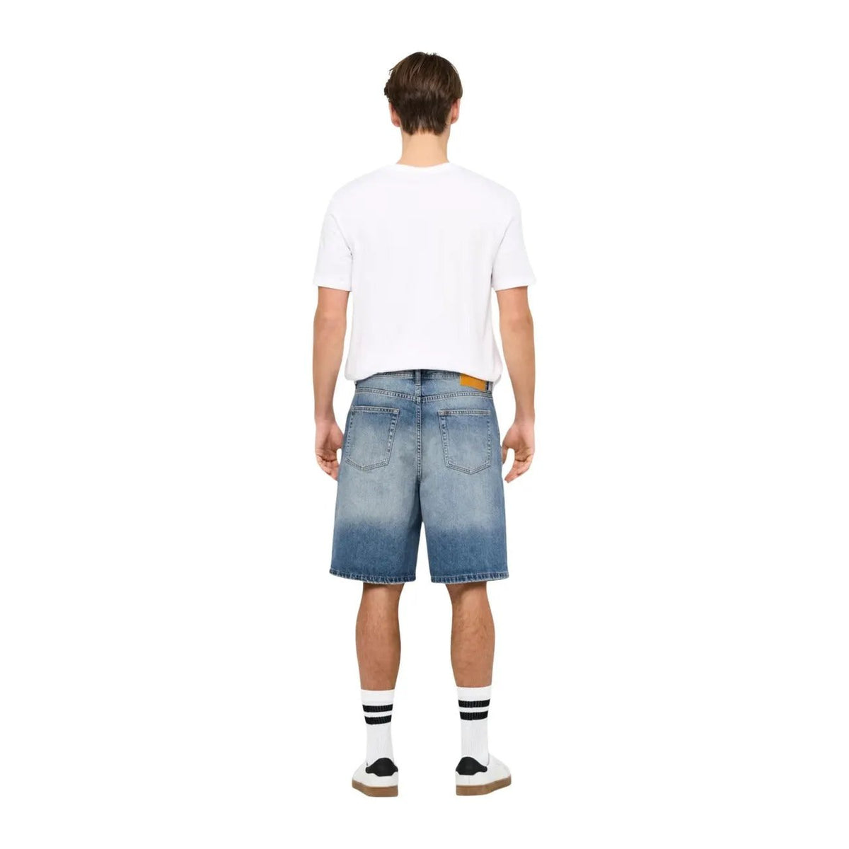 Only & Sons Men Blue Organic Cotton Denim Shorts Zipper and Button Closure by Only & Sons