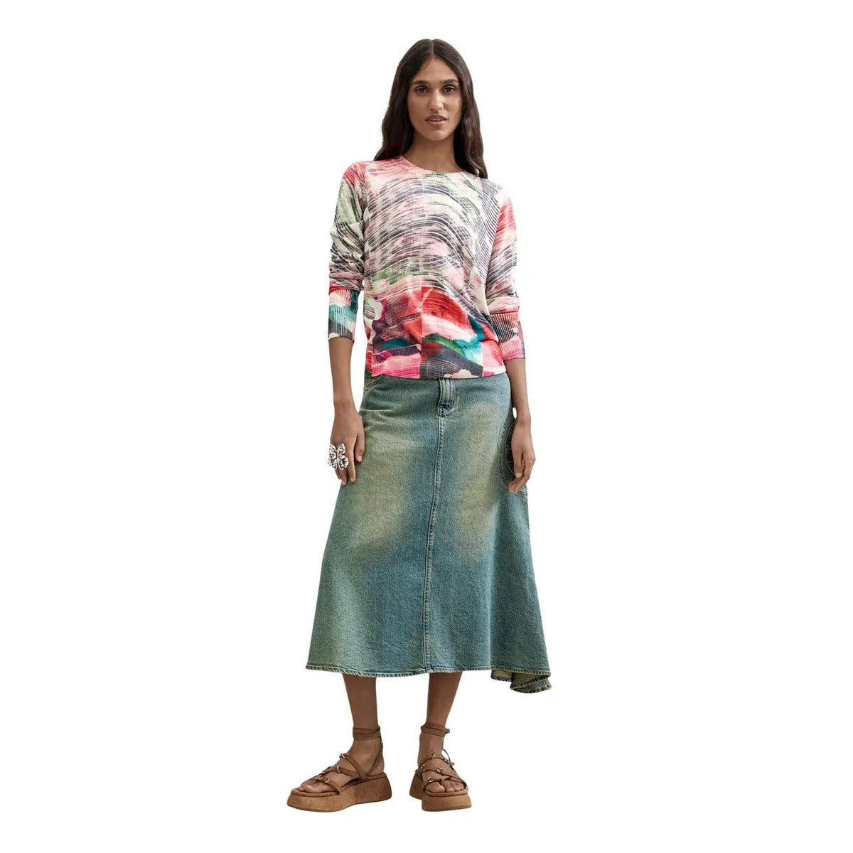Desigual Women Stunning Abstract Print Long Sleeve Knitwear Top by Desigual