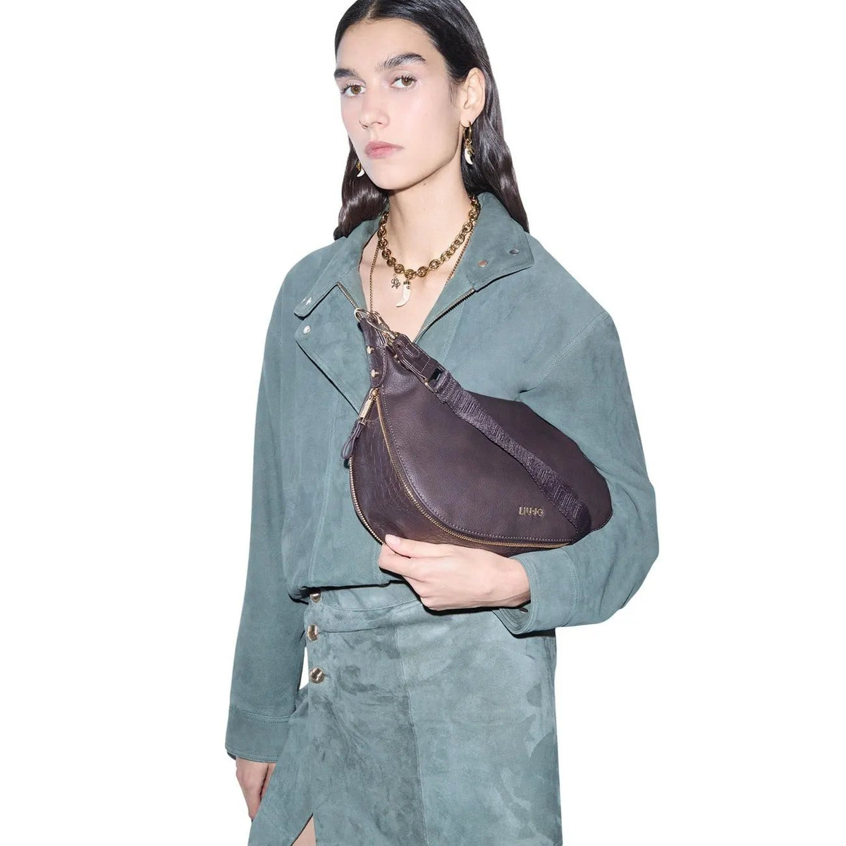 Liu Jo Women Stylish Brown Leather Lined Hobo Bag With Zip Interior Pockets by Liu Jo