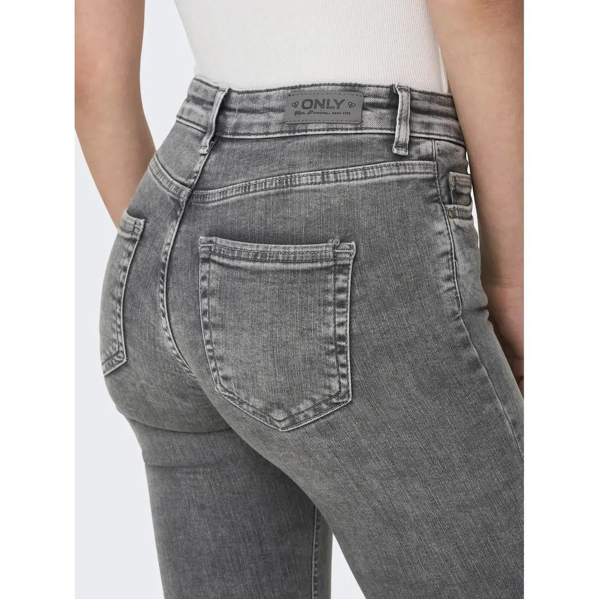 Only Women Grey High Waist Cotton Skinny Jeans Comfortable Stylish Outfit by Only