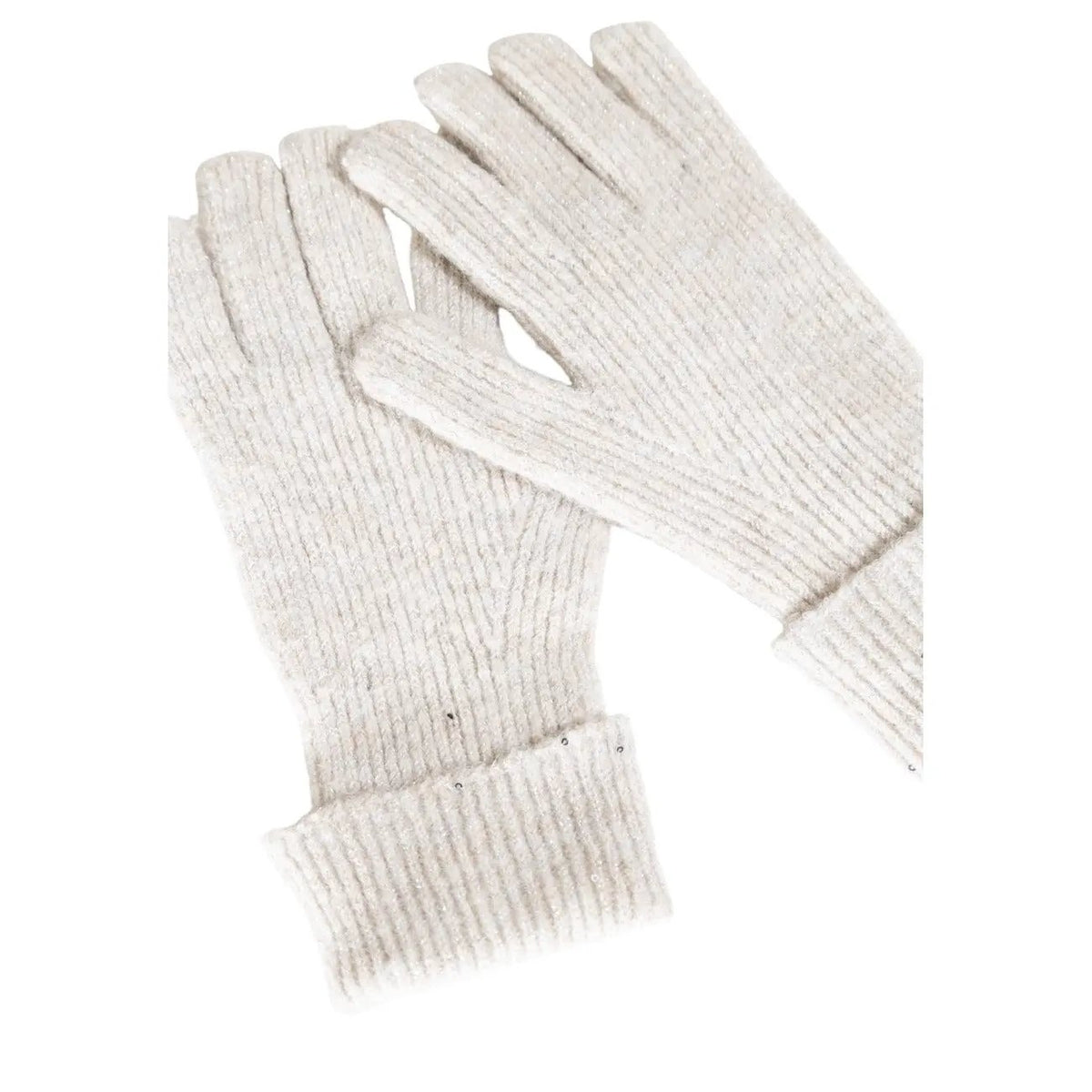 Only Women Ribbed Sparkle Grey Wool Blend Warm Winter Fashion Gloves by Only