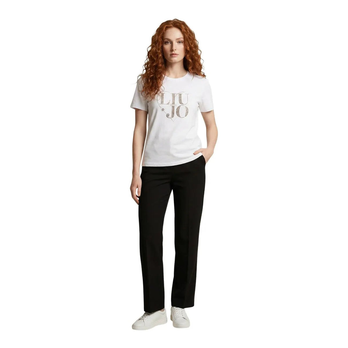 Liu Jo Women White Pure Cotton Tshirt With Summer Stylish Logo Print Design by Liu Jo