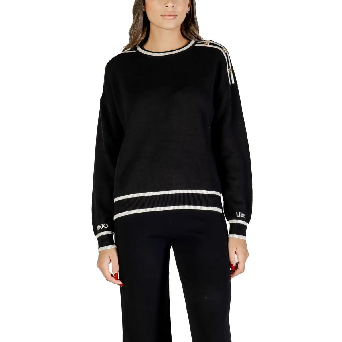 Liu Jo Women Elegant Black Silk Blend Long Sleeve Knitwear Sweater Top by Liu Jo