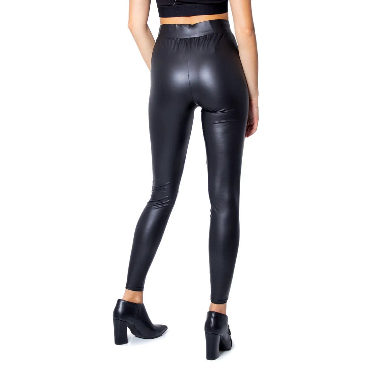 Only Women Black High Waist Sleek Faux Leather Leggings For Winter by Only