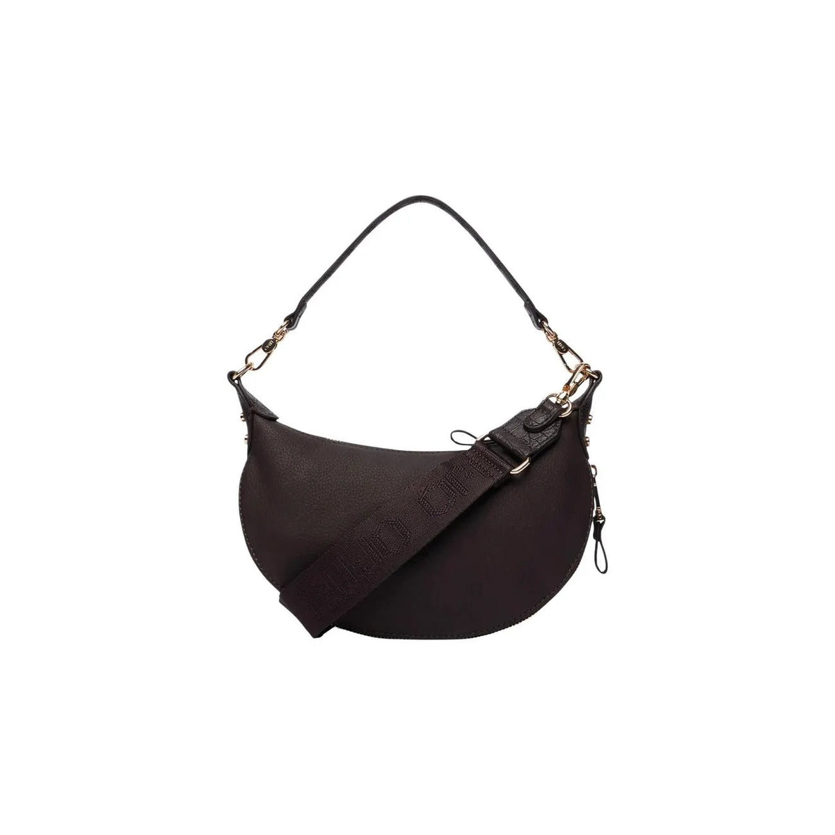 Luxury Liu Jo Women Brown Faux Leather Crescent Shoulder Bag With Zipper by Liu Jo